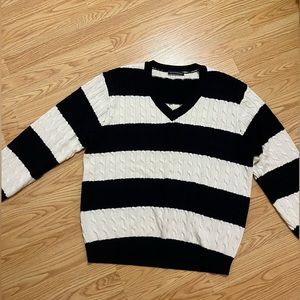 Brandy Melville Nikki Cotton Striped Sweater, Black and white stripes